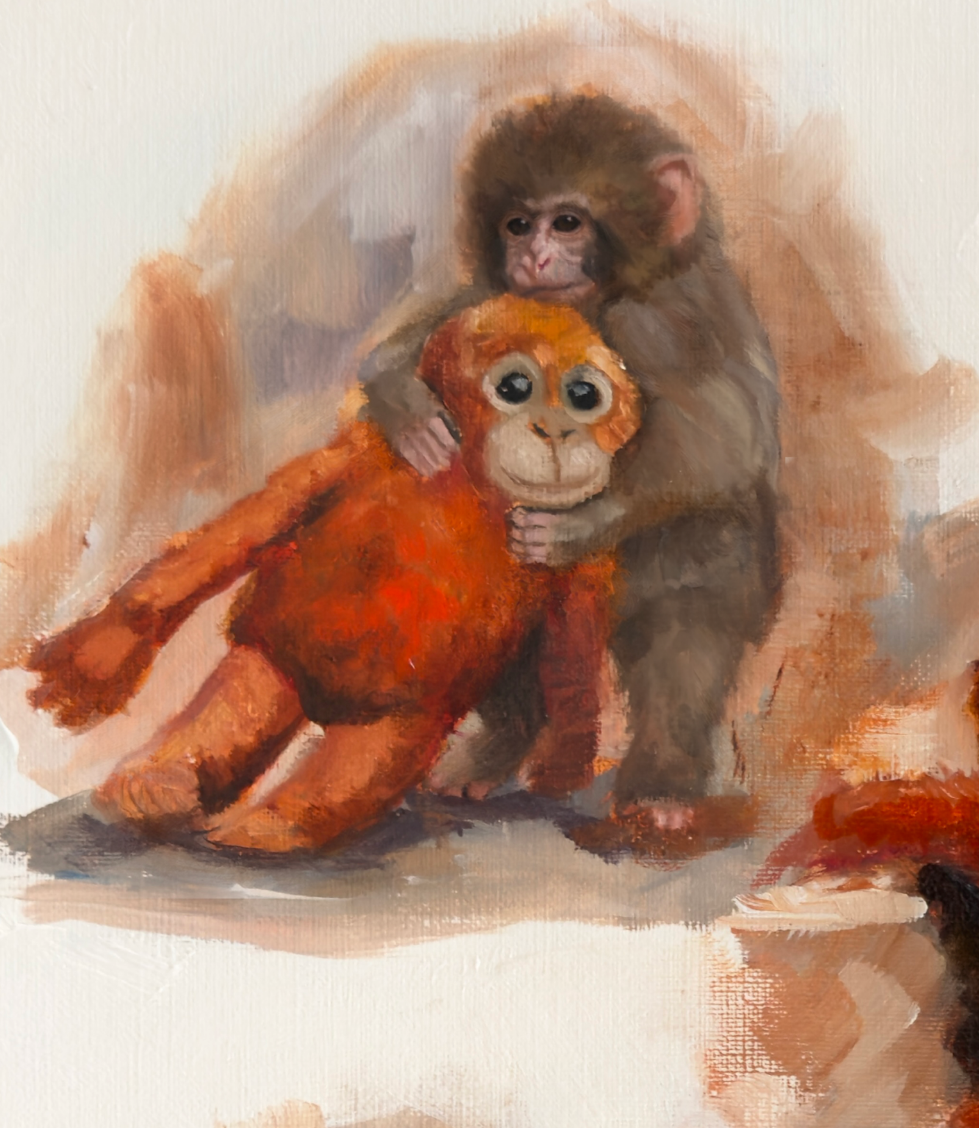 Punch Monkey Oil Painting