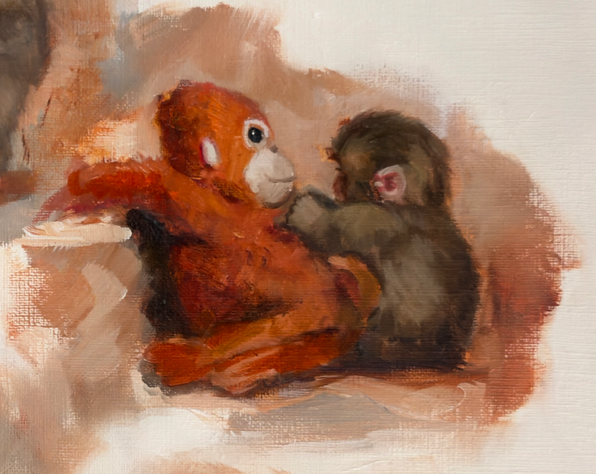 Punch Monkey Oil Painting