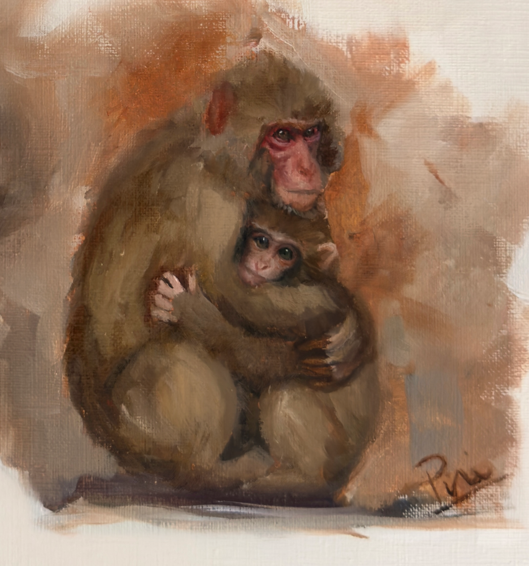Punch Monkey Oil Painting