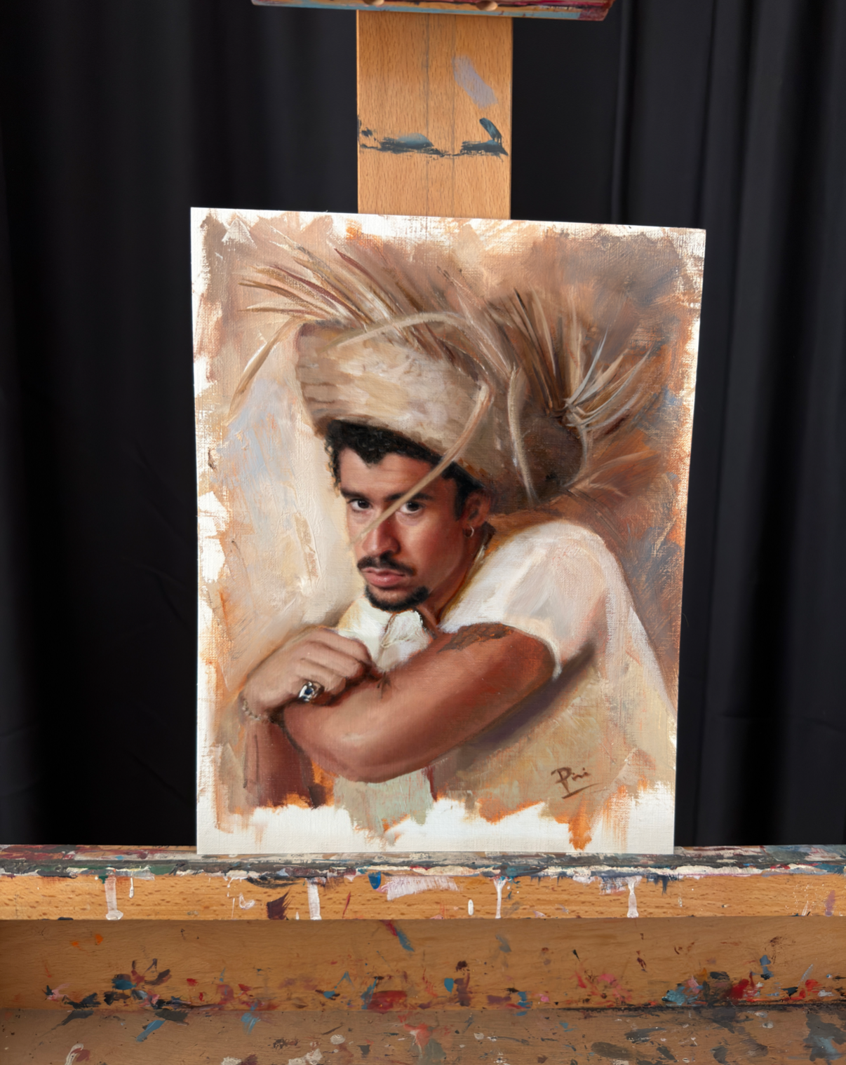 Bad Bunny Oil Painting