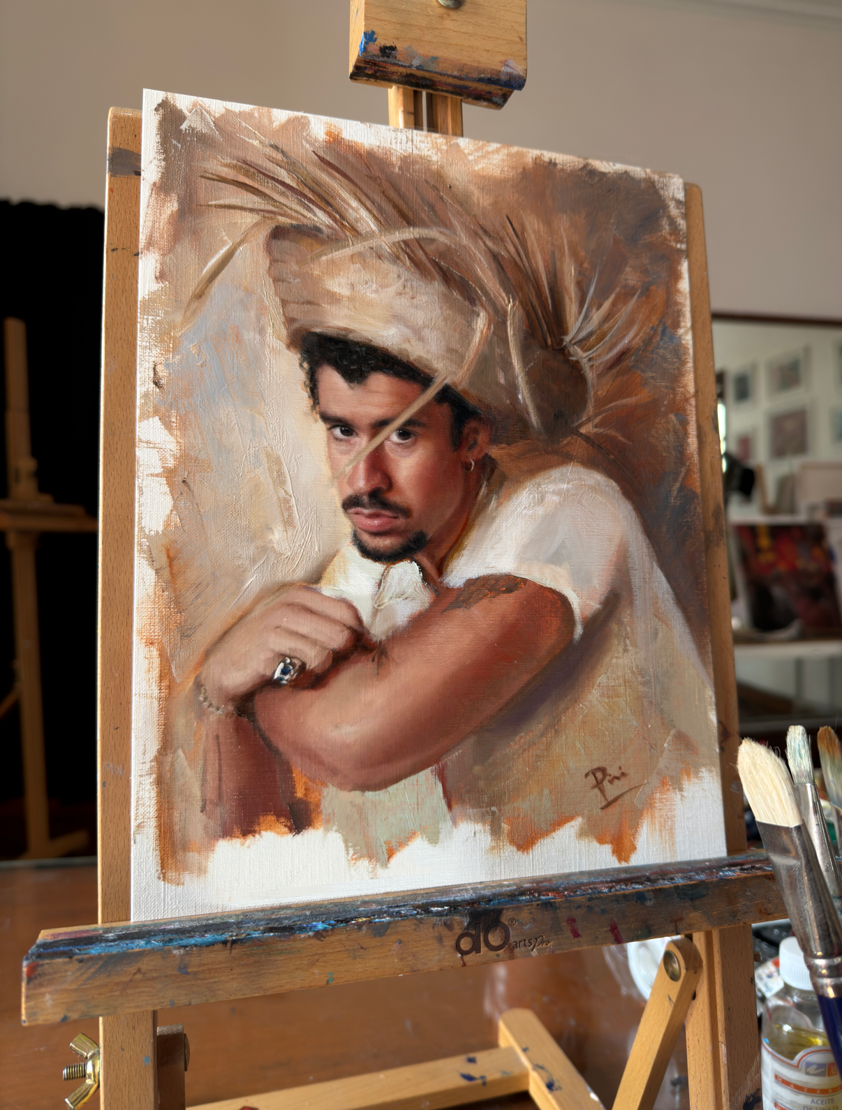 Bad Bunny Oil Painting