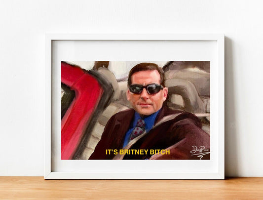 Michael Scott It’s Britney Art Print, The Office Poster, the office artwork, oil painting, funny wall art, Michael Scott Art